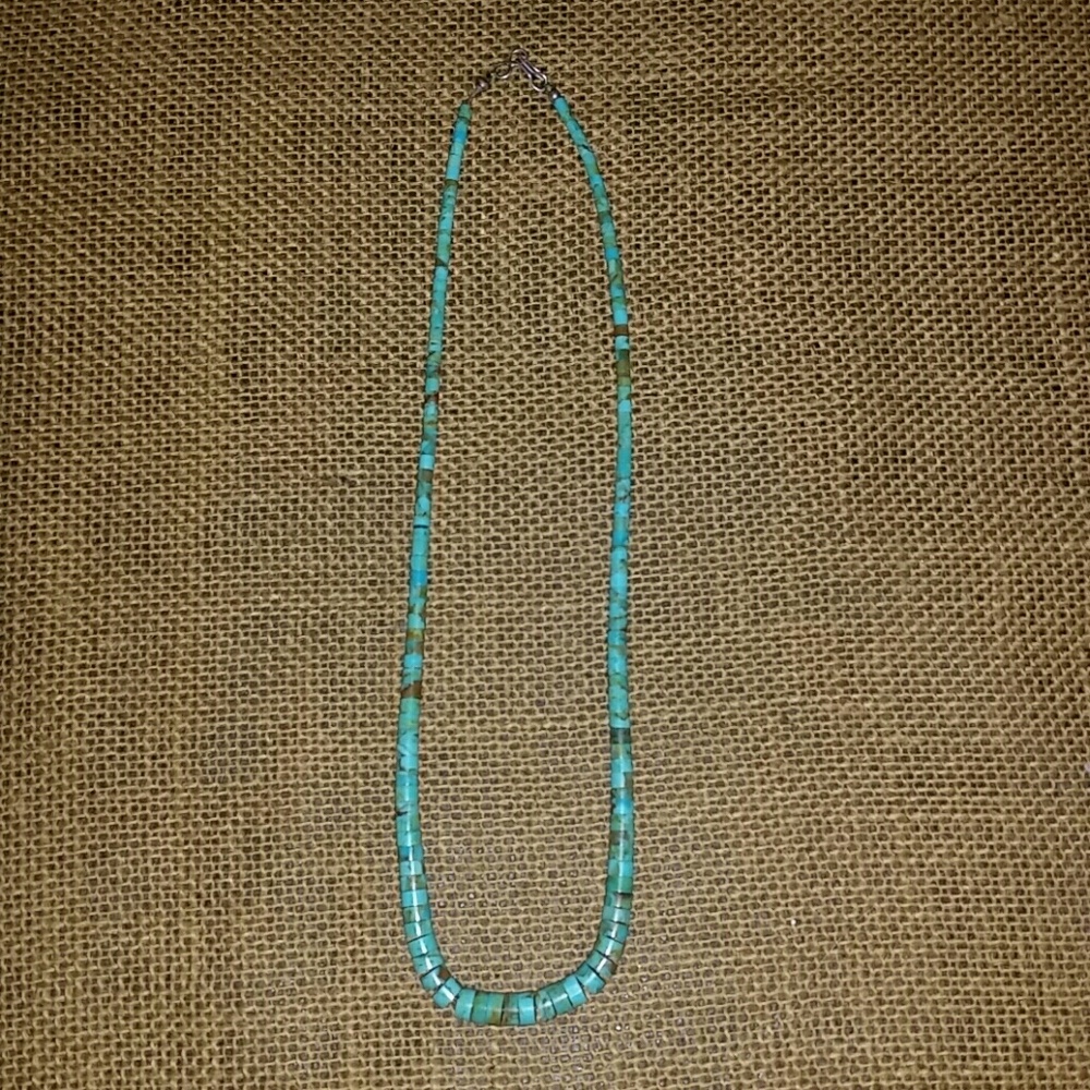 Genuine turquoise heshi Navajo sterling necklace